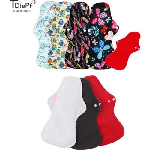 Flower Printed Washable Sanitary Pad Bamboo Charcoal Cloth Pad Night Use Reusable Menstrual Pad For Heavy Flow, Large Size Pad