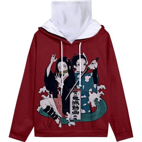 New Ghost Blade Boy Girl Fashion 3D Hoodie Man Woman Sweatshirt Autumn Winter Multicolor Demon Slayer Hoodie with Headscarf Set
