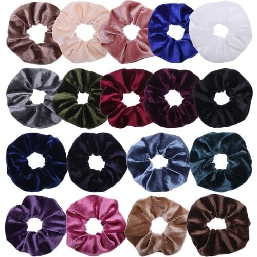 Vintage Korean Velvet Hair Scrunchie Elastic Hair Bands Girls Hair Accessories Solid Color Headdress Pleated Headband For Women