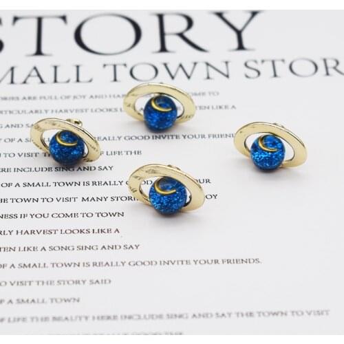 10pcs Creative 3D Moon Planet Enamel Charms Metal Globe Earrings Necklace Pendant for DIY Production of Fashion Jewelry