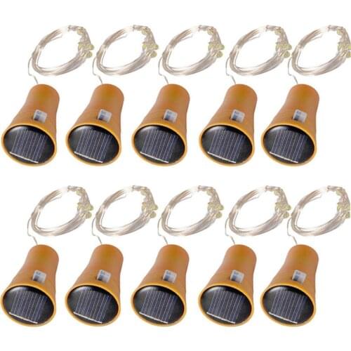 10PC 10/20 Leds Solar powered Wine Bottle Copper String light IP65 Waterproof DIY Indoor/Outdoor decoration for Party,Wedding