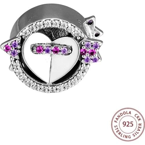 100% Real 925 Sterling Silver Sparkling Arrow & Heart Charms Fits Original Bracelet DIY Beads for Jewelry Making kralen