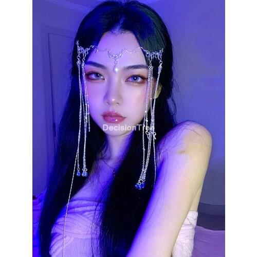 2021 hanfu hair accessories face veil vintage tassel headdress decoration hangings ancient style photography golden silver