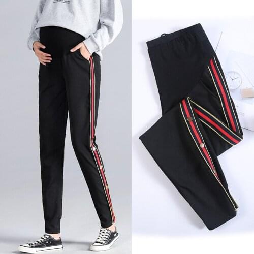 917# Maternity Pants Spring Autumn Casual Pants Loose Comfy Belly Support Pants Elastic Waist Maternity Trousers