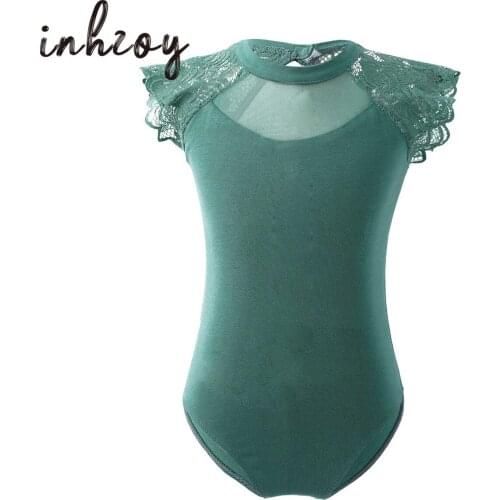 Ballet leotard Girls Sleeveless Ruffled Lace Splice Ballet Dance Gymnastics Leotard Jumpsuit tutu ballet