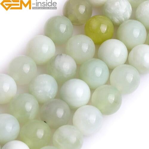 Gem-Inside Natural Round Smooth Hua Show Jades Beads For Jewelry Making Strand 15"Bracelet Necklace Diy Gifts Wholesale New