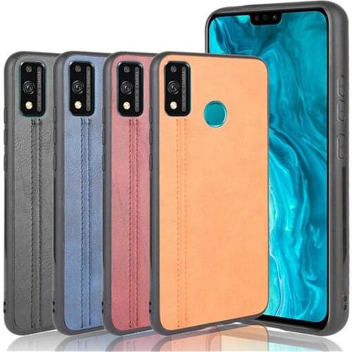 For Huawei Honor 9X Lite Case Luxury Calfskin PU Leather lines Hard Back Cover Case For Huawei Honor 9X Lite Honor9X Phone Case