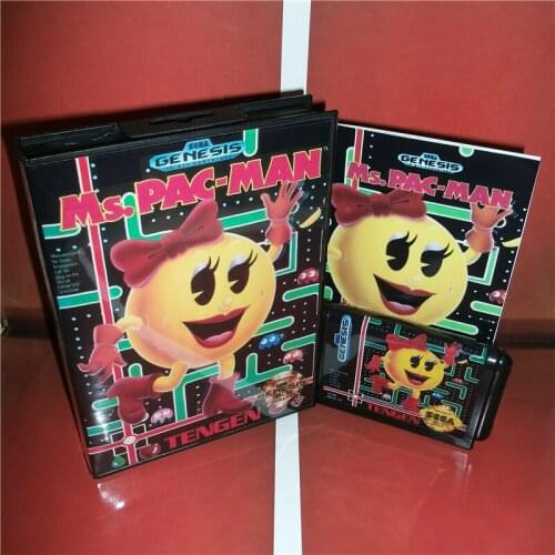 Ms.Pac-Man US Cover with Box and Manual For Sega Megadrive Genesis Video Game Console 16 bit MD card