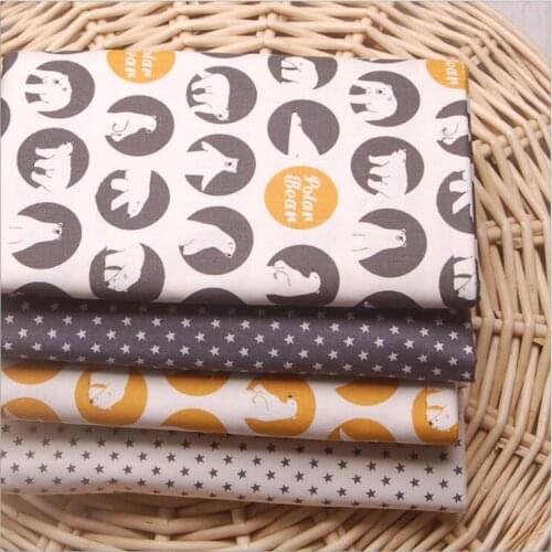 Printed Bear 100% Cotton Baby Quilting Fabric For DIY Sewing Patchwork Cloth Sheet Fabric 4pcs 50*40cm/50*80cm/50*160cm D30