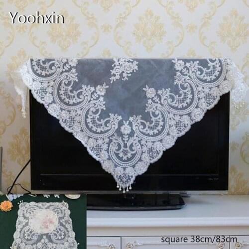 Europe Lace white sequin square Embroidered table cover cloth towel tablecloth Christmas wedding birthday party home decor