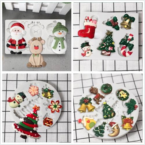 Santa Claus Silicone Mold Christmas Cake Chocolate Fondant Biscuit Food Grade Kitchen Baking Supplies Resin Art 3D Decorations