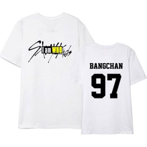 Straykids Kpop Oversize T-shirt Album I Am Who Stray Kids Men Women Loose Casual Solid Crewneck Streetwear Tee 2021 Summer Top