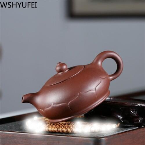 260ml Yixing pure handmade teapot authentic full color purple mud lotus teapot WSHYUFEI
