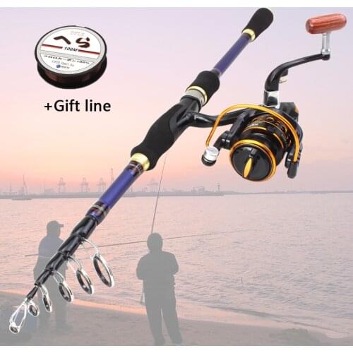 1.8m 2.1m2.4m 2.7m Carbon Spinning telescopic fishing rod and Spinning Reels Multifunction Fishing Tackle set fishing fish