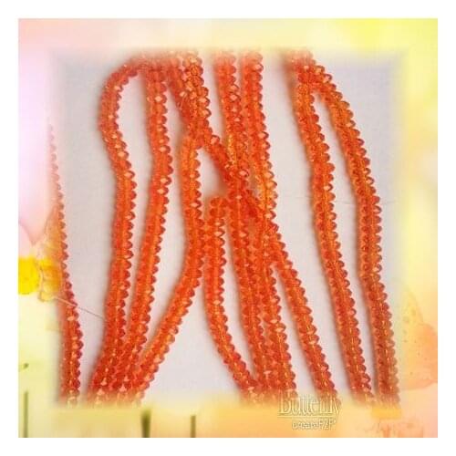 3MM 4MM Orange Red Colour Glass Rondelle Beads DIY Jewelry Crystal Loose Grnament Accessories