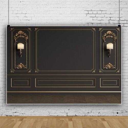 Laeacco Vintage Dark Chic Wall Torch Living Room Palace Party Decor Interior Photographic Background Photo Backdrop Photo Studio