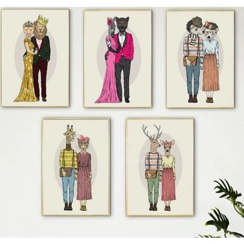 Fashion Abstract Animal Giraffe Wedding Canvas Paintings Posters and Prints Wall Art Pictures for Living Room Home Decor Cuadros