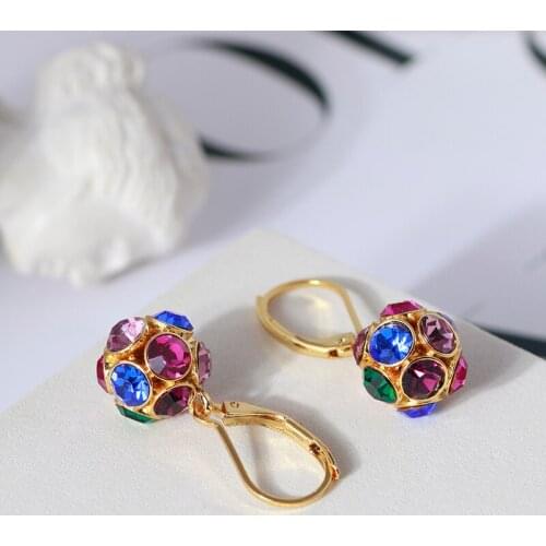 Fashion accessories color ball lucky beads crystal ball long earrings show face thin elegant earrings give gifts