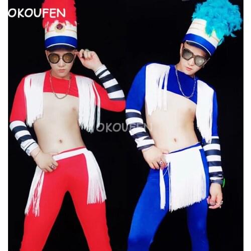 Male military uniform suit nightclub bar singer d men and women dance muscle clothing suit