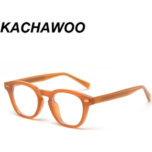 Kachawoo mens retro glasses rivet style transparent black orange women round glasses frame prescription unisex accessories