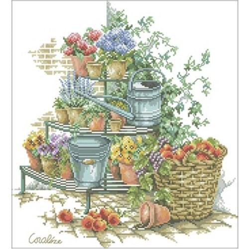Top In the garden scenery Counted Cross Stitch 11CT 14CT 18CT DIY Chinese Cross Stitch Kits Embroidery Needlework Set