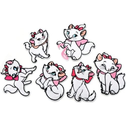 50pcs/lot Embroidery Patches Letters Clothing Decoration Accessories Animal Dynamic Cat Diy Iron Heat Transfer Applique