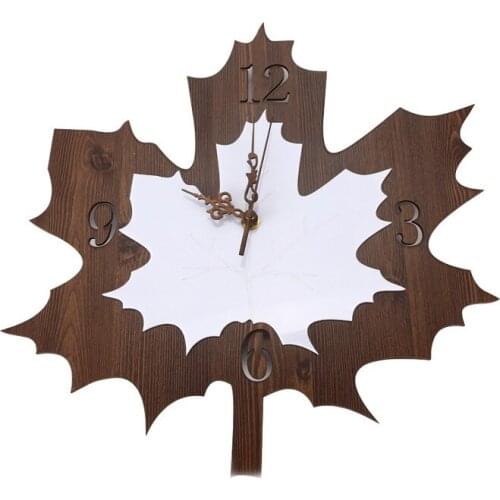 Wall Clock Modern Design Vintage Wood Wall Clock Silent Creative Leaf-shaped American Simple Living Room Quartz Clock Horloge