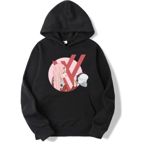 New Japan Anime Darling In Franxx Zero Two Print Hoodie Long Sleeve Crew Neck Men Hipster Cosplay