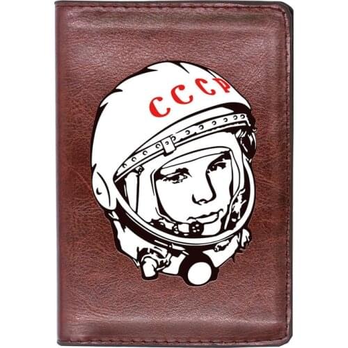 Vintage Classic CCCP Astronaut Gagarin Printing Travel Passport Cover ID Credit Card Holder Case
