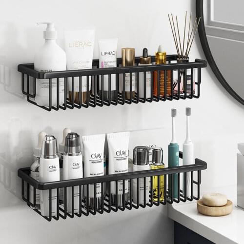 Punch-Free Dual-Purpose Bathroom Shelf Aluminum Alloy Wall-Mounted Storage Rack Shampoo And Shower Gel Storage Rack Accessories