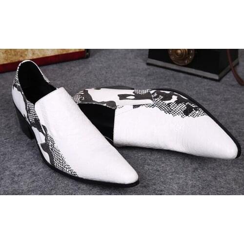 White boa grain head layer cowhide pointed casual shoes fashionable leather shoes Comfortable and breathable mens casual shoes