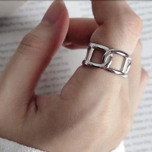 Simple Silver Color Layer Chains Rings For Women Lady Large Adjustable Finger Rings Party Gifts