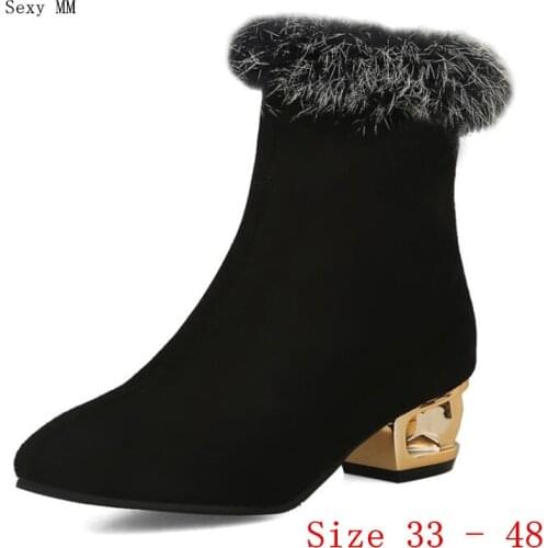Spring Autumn Low Med Heels Women Ankle Boots Low Heel Shoes Woman Short Boots Small Plus Size 33 - 48