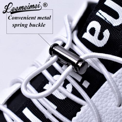 1Pair Elastic Shoelaces Metal Spring Buckle Round Shoelace Convenient Quick No Tie Shoe Laces Unisex Lock Laces