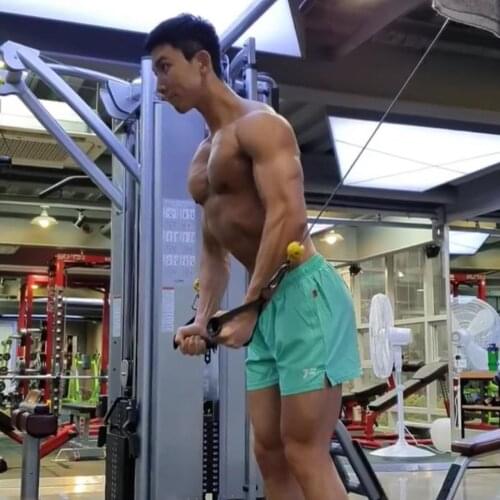 Summer new fashion mens shorts quick-drying 2-in-1 multi-pocket double-layer shorts fitness lace-up sports pants