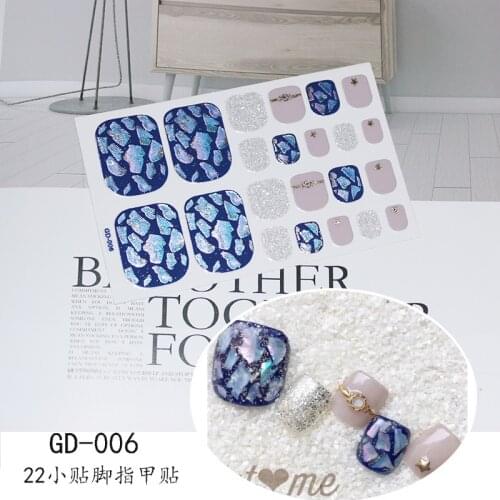 1Sheet Adhesive Toe Nail Sticker Glitter Summer Style Tips Full Cover Toe Nail Art Supplies Foot Decal for Women Girls Drop Ship