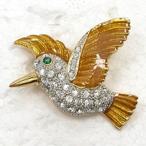 12pcs/lot Christmas Gift Brooch Rhinestone Enamel Bird Pin brooches C102105