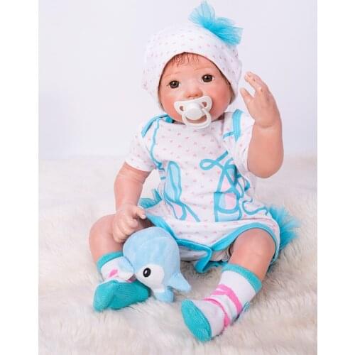 19inch 50cm Silicone baby reborn dolls, lifelike doll reborn babies toys for girl blue princess gift brinquedos for kids