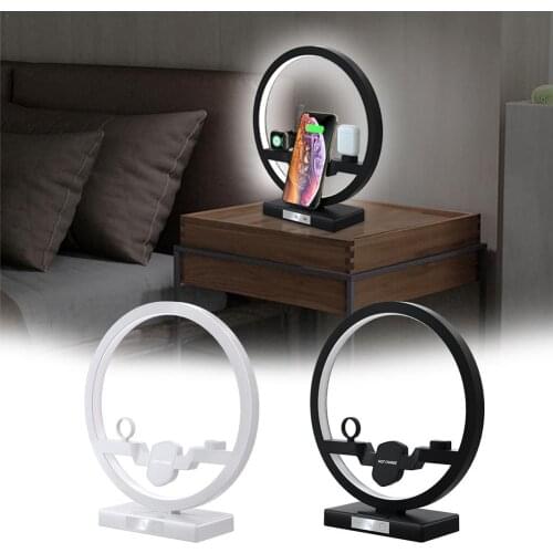 3 In 1 Wireless Charger Led Touch Dimmable Table Lamp 10W Wireless Charger For Stand Watches Headphones Fast Charge