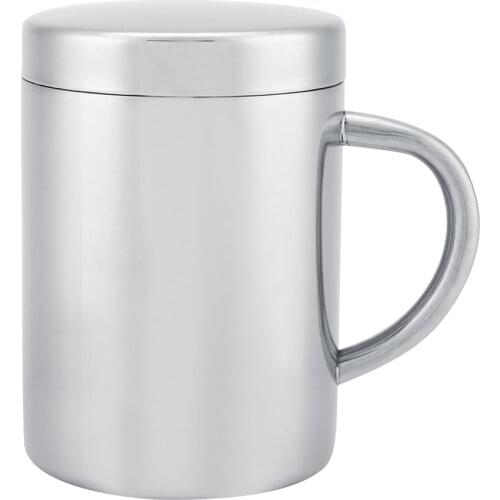 420ML Durable Stainless Steel Double Walled Insulated Mug Cups Outdoor Camp Mug With Handle Lid