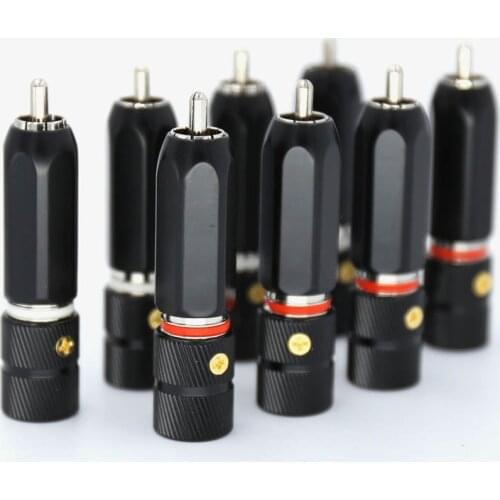 4x Locking Rhodium Plated RCA Plug 9mm Cable Phono Copper Connector HiFi