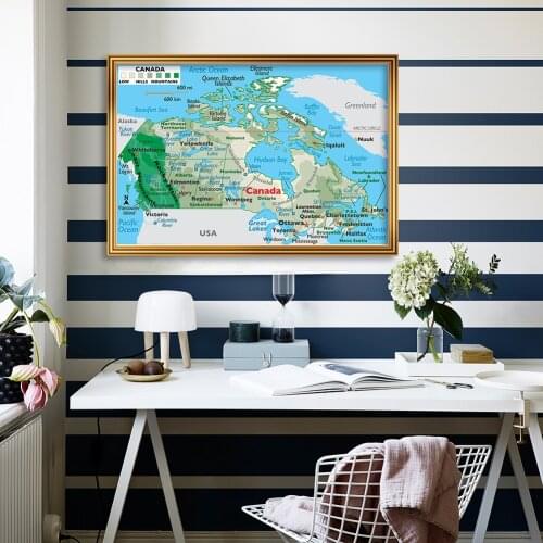 84*59cm The Canada orographic Map Modern Wall Art Poster Canvas Painting Classroom Home Decoration School Supplies