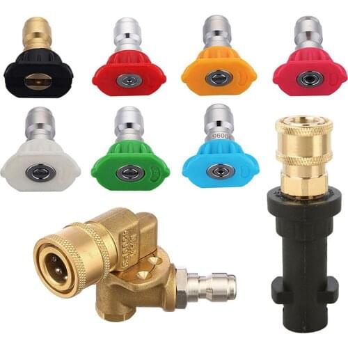 Pressure Washer Tool Adapter with Pivot Coupler 7 Tips for Karcher K2 K3 K4 K5 K6 K7 Car Wash Maintenance Supplies