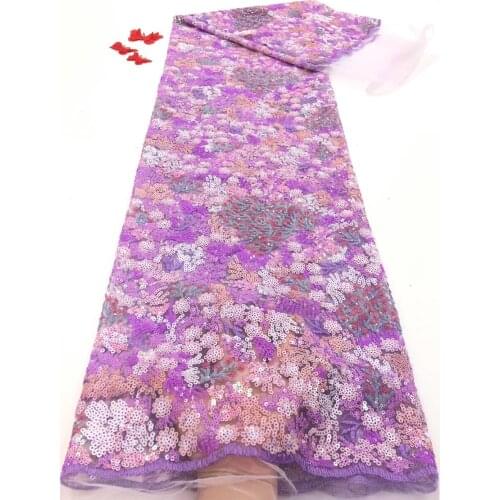 African Lace 2021 Sequin Embroidered Mesh, Sequin Embroidered Lace Fabric, Used For Purple Bridal Lace RF4330