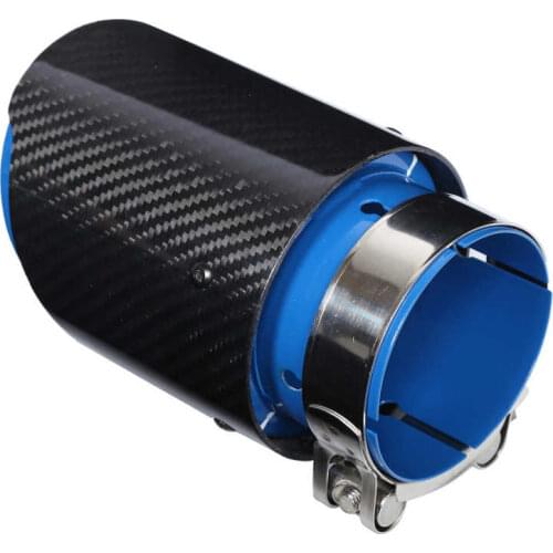 Car accessories bumper protector Universal Exhaust Tip Tail Throat Glossy Carbon Fiber Blue Pipe Straight 2.1in Inlet 4in