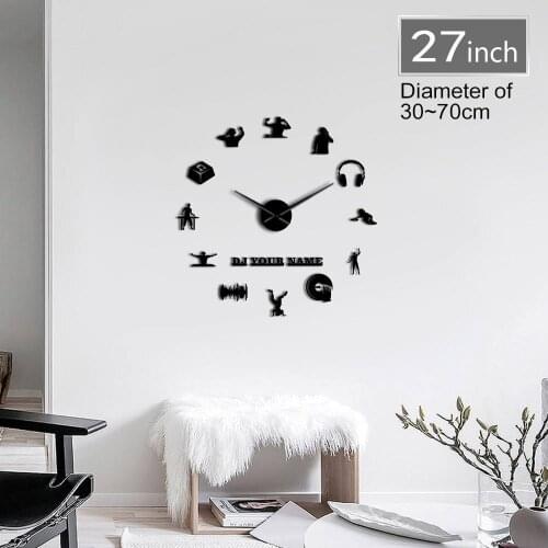 Frameless 3D DIY Giant Wall Clock DJ And Clubber Customized DJ Your Name Fashion Home Music Party Decoration Acrylic Clock Watch