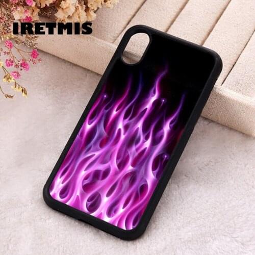 Iretmis 5 5S SE phone cover cases for iphone 6 6S 7 8 Plus X Xs Max XR 11 12 MINI Pro Colourful Fiery Purple Volcanic Flames