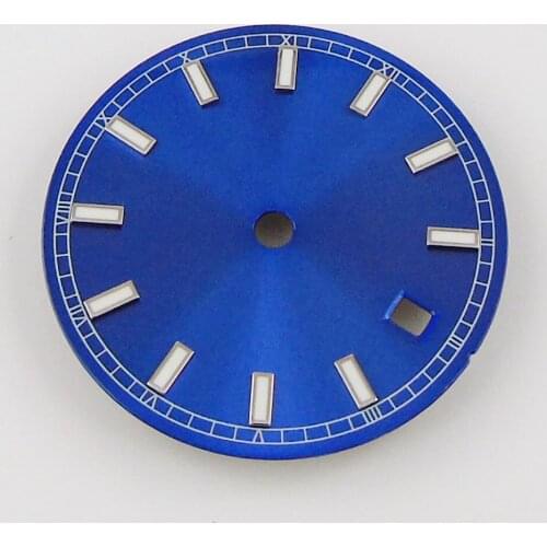 29mm Blue Dial Watch Face Auto Date Window Watch Dial Fit For Miyota 8215 821A 8205 Movement Mens Watch
