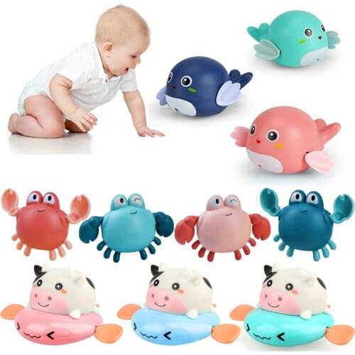 Baby Bath Toys Animal Cute Cartoon Cow Crab Duck Classic Baby Water Toy Infant Swim Chain Clockwork Bathroom Toy For Kids Gifts