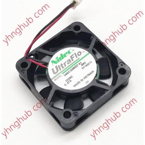 Nidec U40X12MMZ7-51 Server Cooling Fan DC 12V 0.07A 40x40x10mm 2-Wire